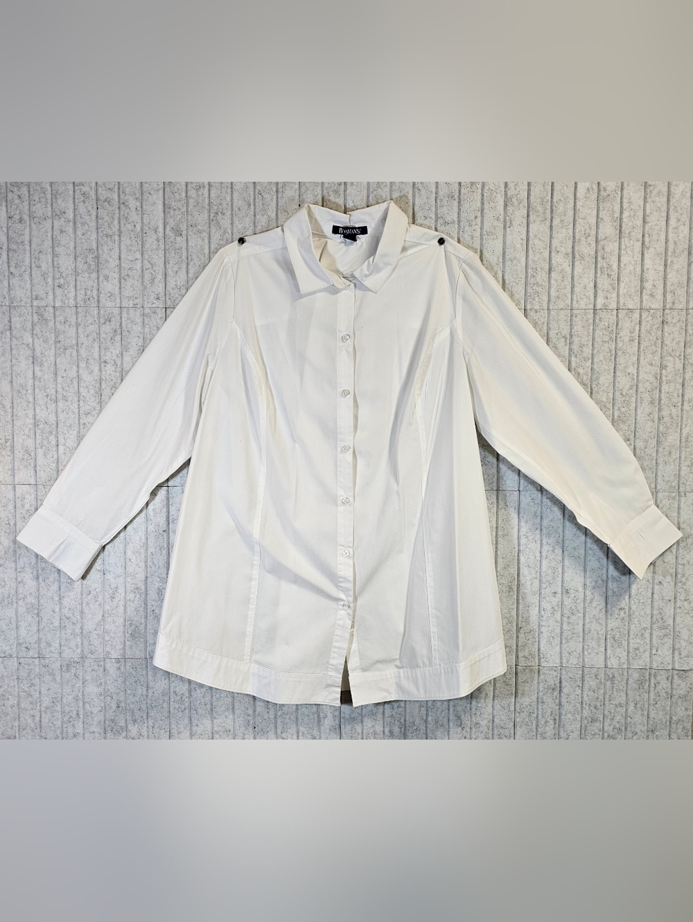 Roaman’s White Button Front Blouse 18W Lace-Up Back Plus Size Top